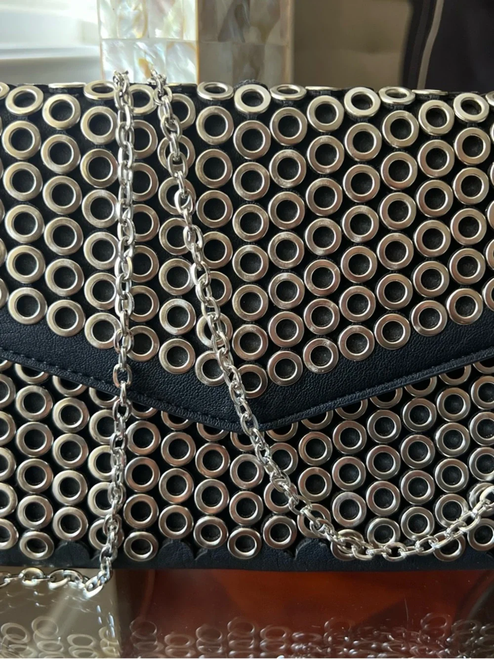 Urban Expressions Black Clutch with Gold Grommet Detail